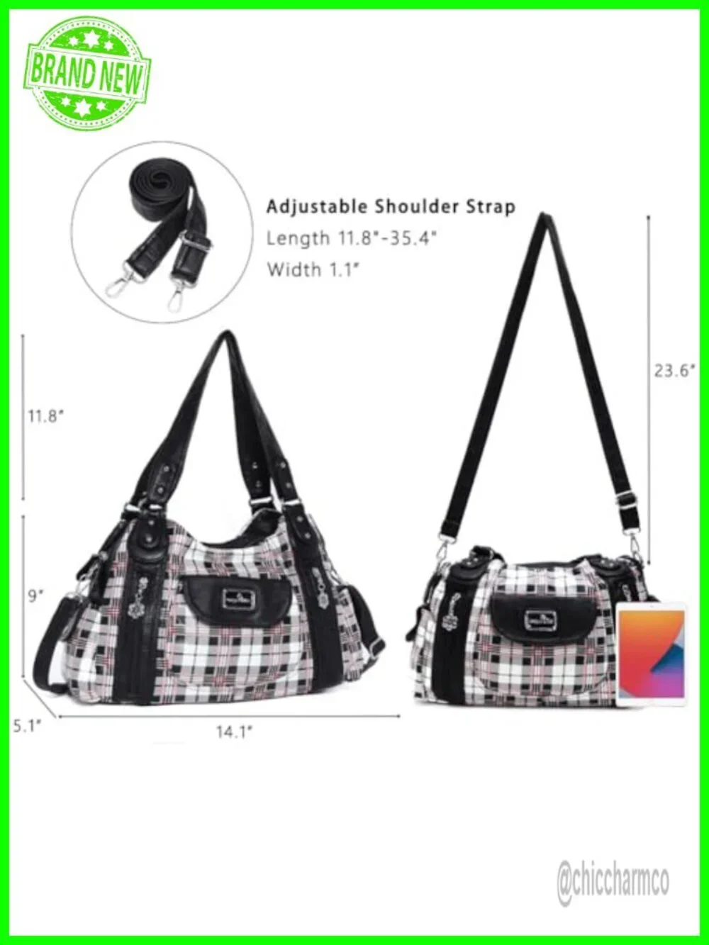 Washed PU Leather Hobo Bag Multi-Pocket Satchel Tote Shoulder Handbag